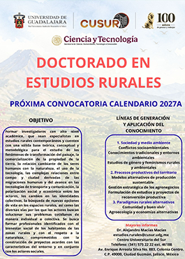 Convocatoria Doctorado en Estudios Rurales 2027-A