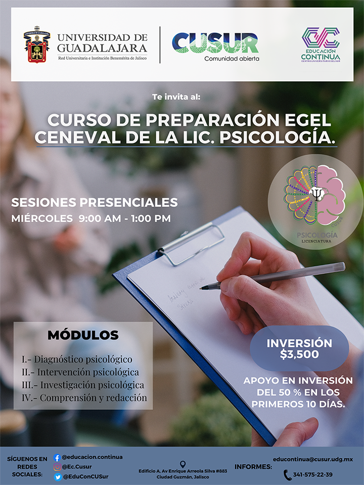 Banner Curso de Preparación para el CENVAL en Psicología EGEL-PLUS