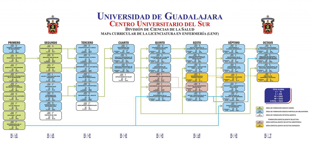 Malla curricular de la Licenciatura en Enfermería 2014-B