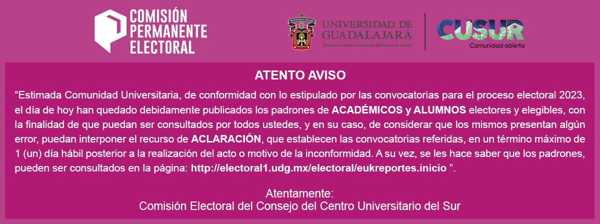 Aviso Elección de Consejeros Universitarios 2023