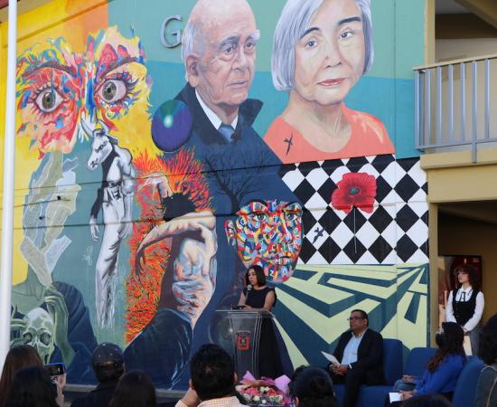 Mural y conversatorio de inicio de actividades del ciclo en letras hispánicas