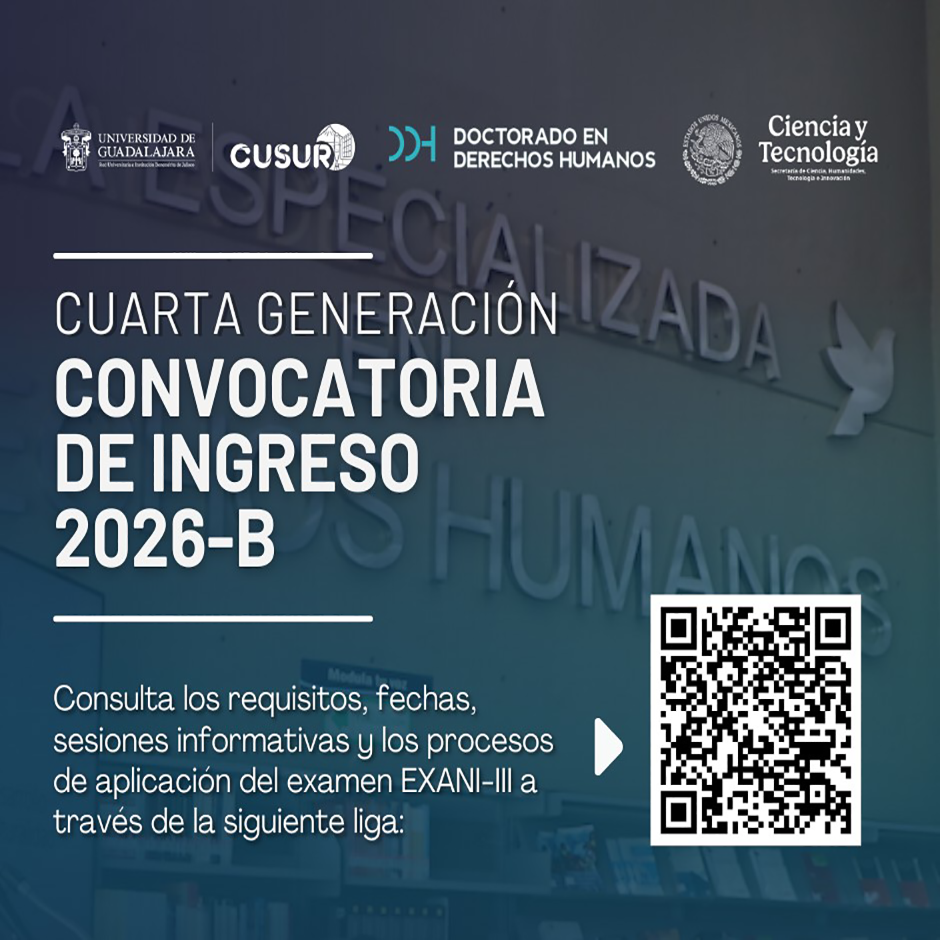 Convocatoria en Doctorado en Derechos Humanos 2026-B