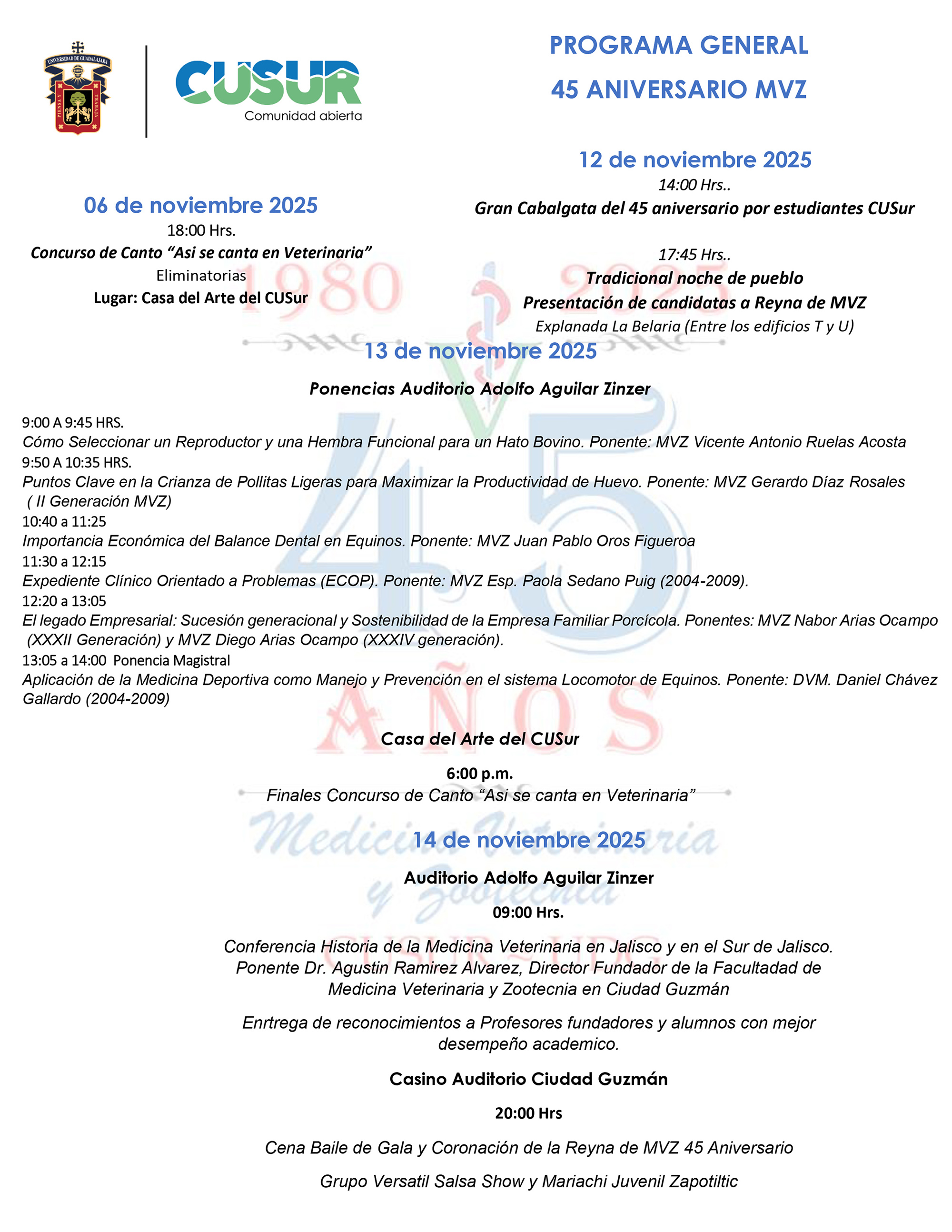 programa general 25 aniversario mvz